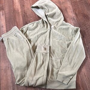 Olive green Hoodie and Jogger Set with Peace Sign